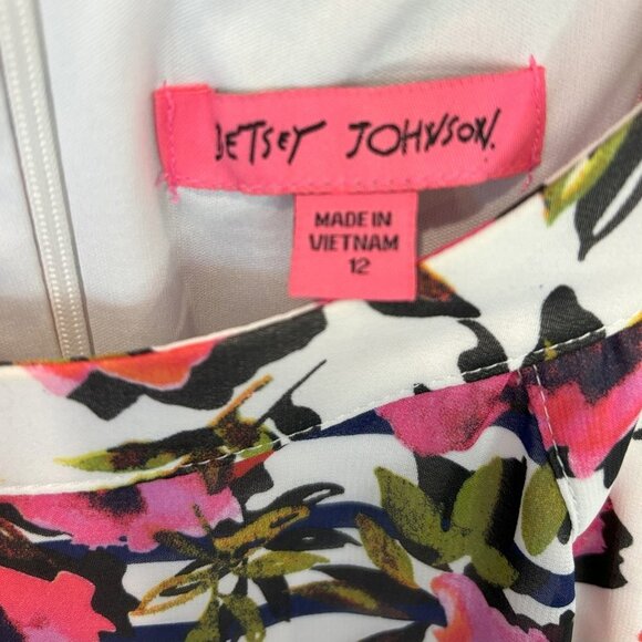 Betsy Johnson Pink-n Blue Floral sleeveless dress fully lined w/zipper size 12 - Picture 2 of 4